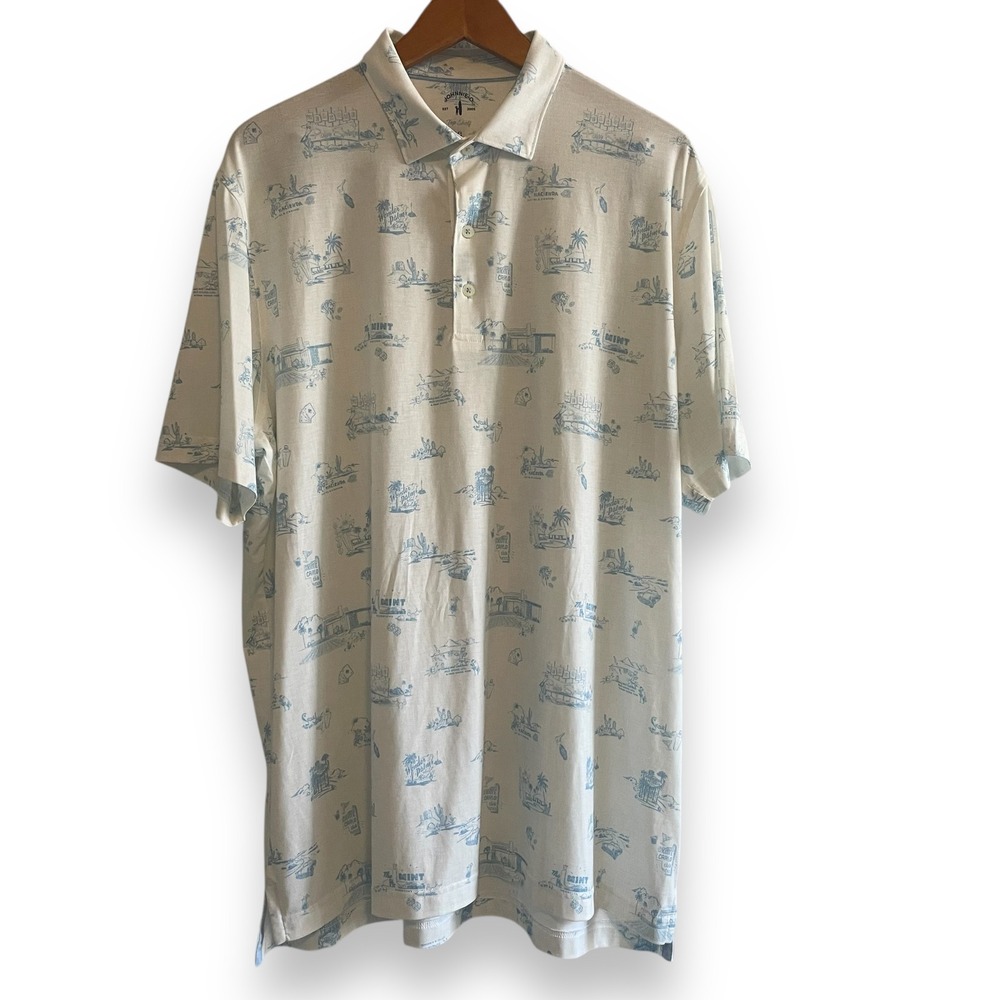 johnnie-O Top Shelf‎ Short Sleeve Polo Shirt Beginner's Luck All Over Print XL